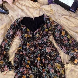 Free People Floral Black Dress